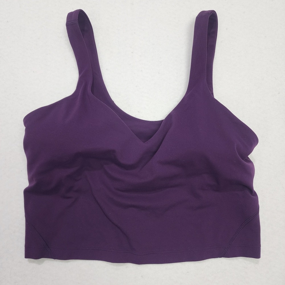 Lululemon Align Cropped Tank Top Womens 10 Light Support Magenta V-Neck Yoga